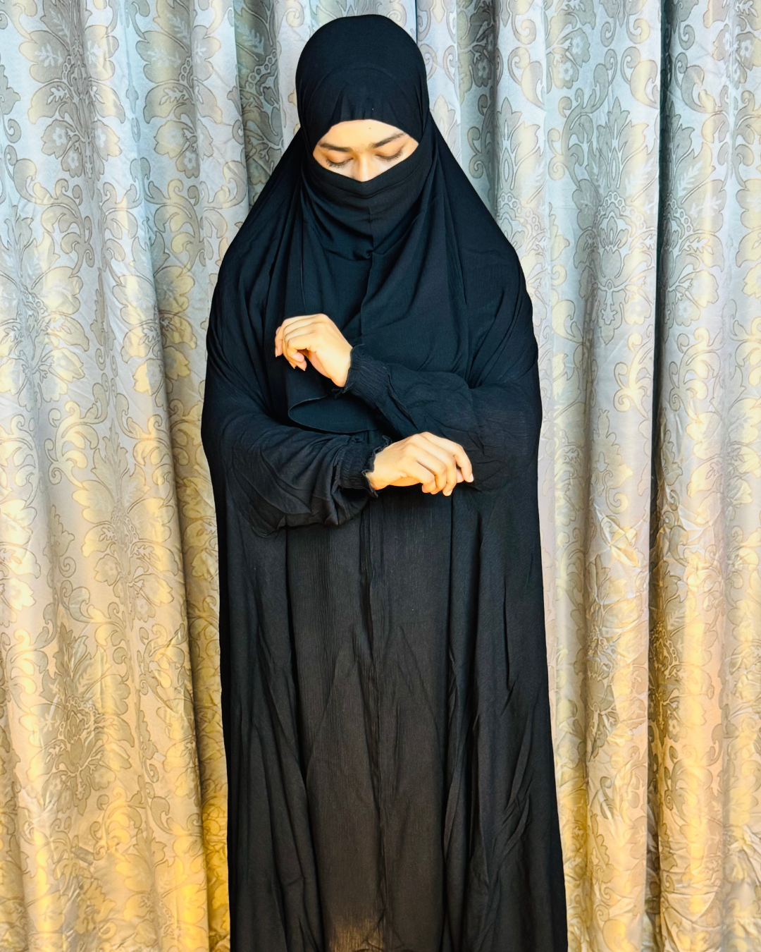 2-Black Khimar Switch Cotton Fabric