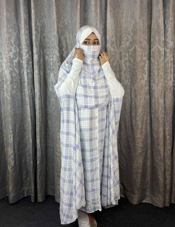 Khimar Lavender Blue Check Linen Fabrics